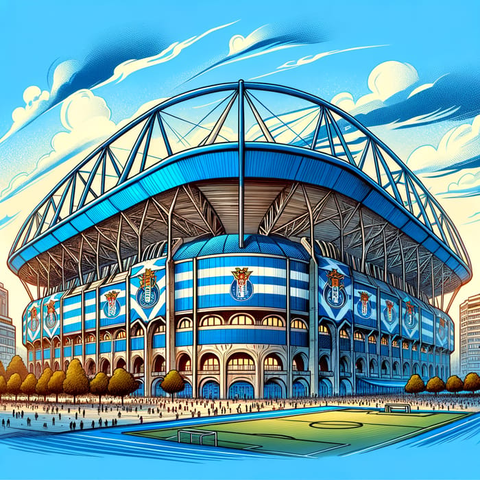 Colorful FC Porto Stadium | Simpsons Style Portrait