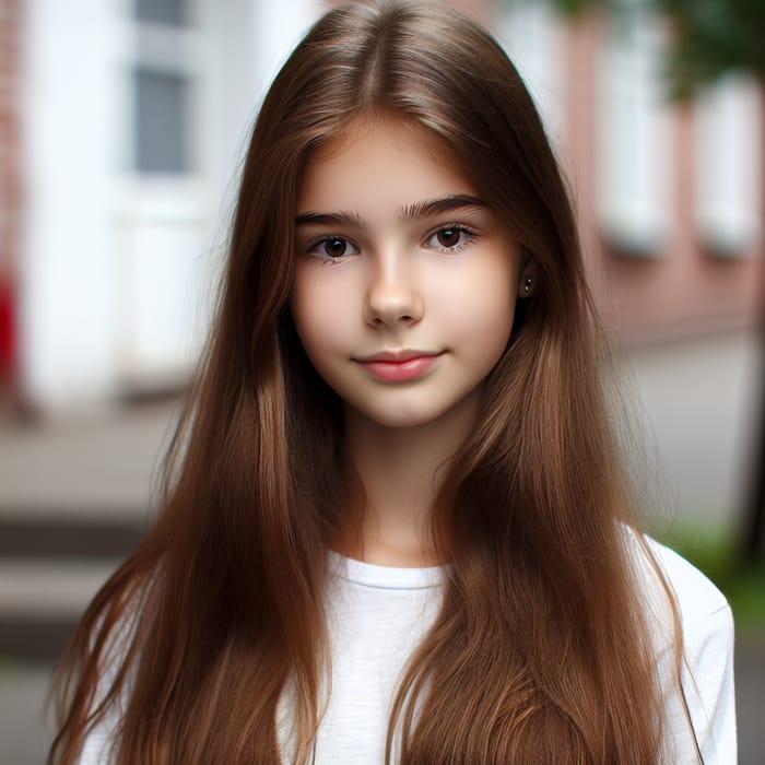 Stylish Teenage Girl with Long Brown Hair at 13 | Photoshoot