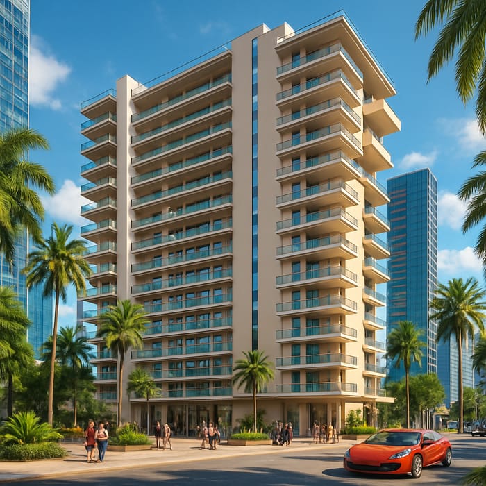 Vibrant Urban Landscape with Tropical Architecture Vibrant Urban Landscape with Tropical Architecture