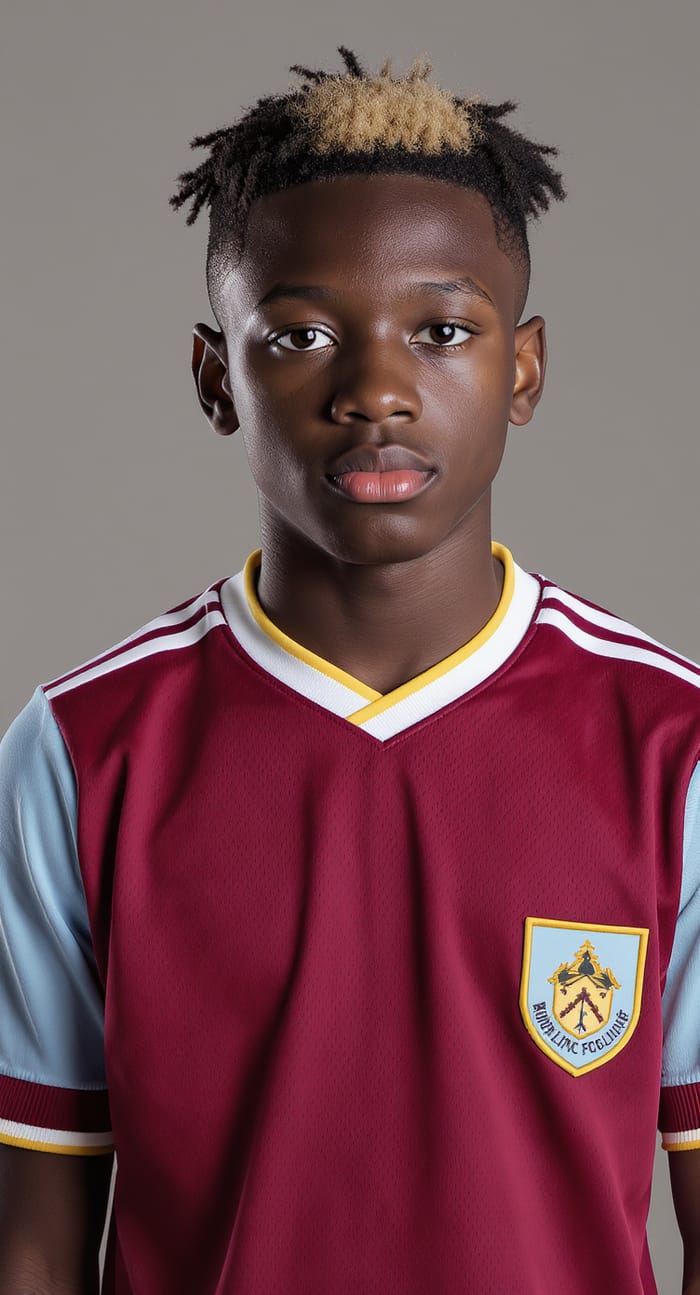 Youth in Burnley FC Jersey - Modern Portrait Youth in Burnley FC Jersey - Modern Portrait
