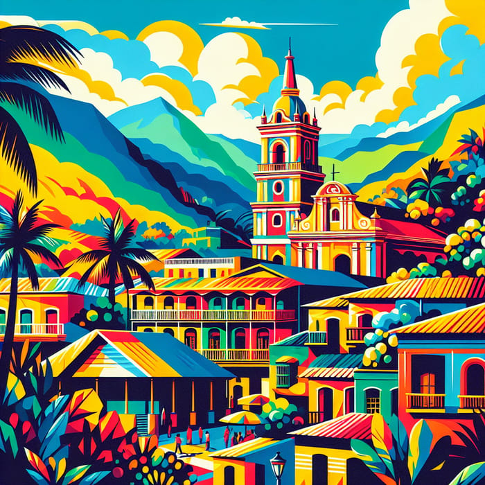 Vibrant Illustration of Pueblo de Venezuela