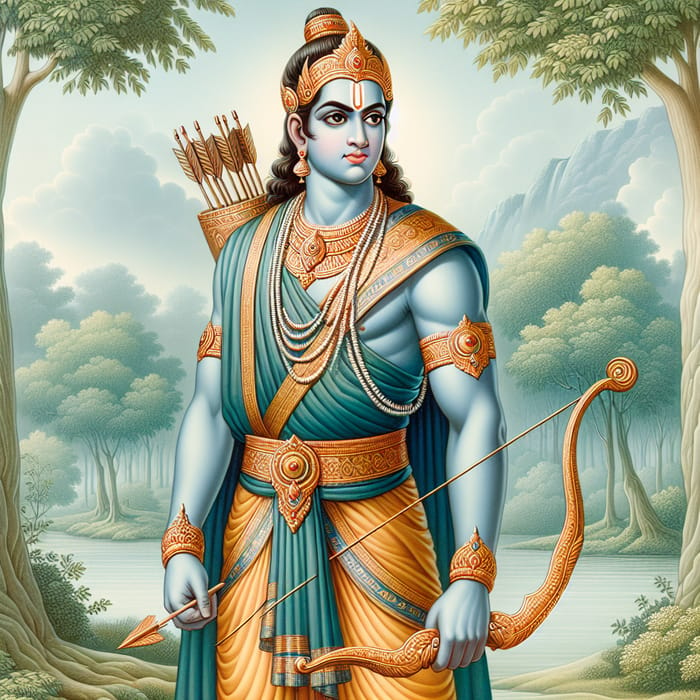 Lord Rama in Regal Indian Attire | Spiritual Artwork