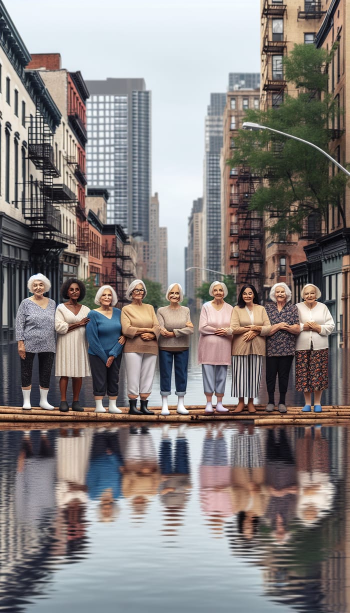 Elderly Women Resilient in Flooded City Streets