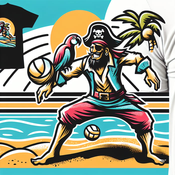 Pirate Beach Volleyball T-Shirt Design