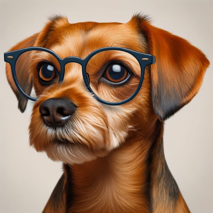 Adorable Dog in Brown Coat with Blue Glasses | Smart and Stylish Pet