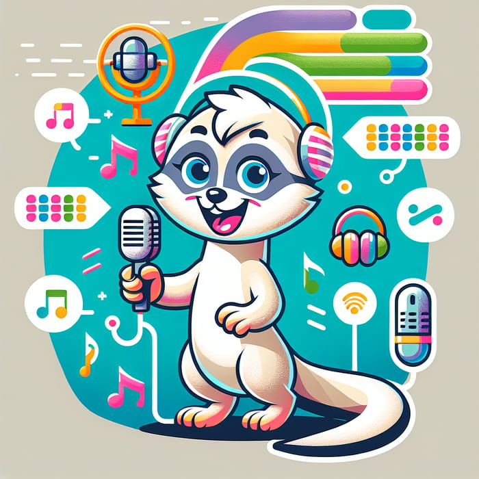 Cartoon Cute Ferret Mascot for Kids' Radio Station