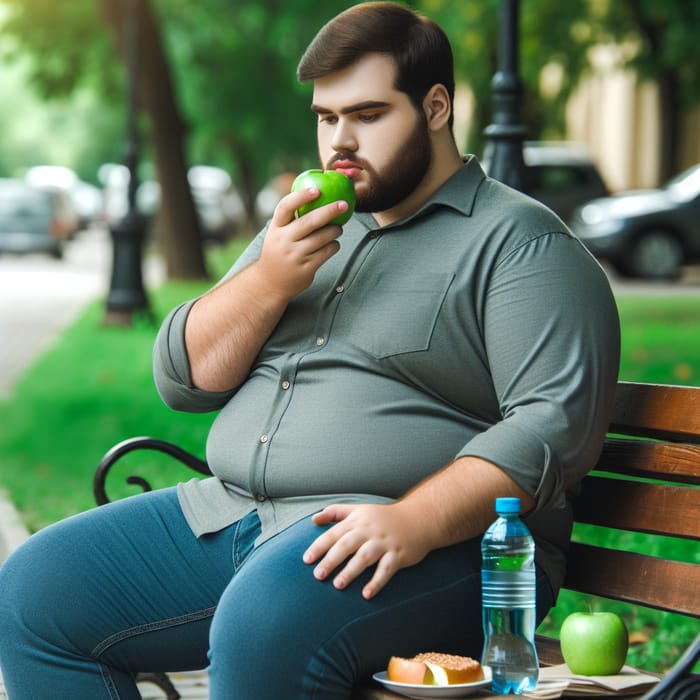 Healthy Eating: Overweight Person Character Image