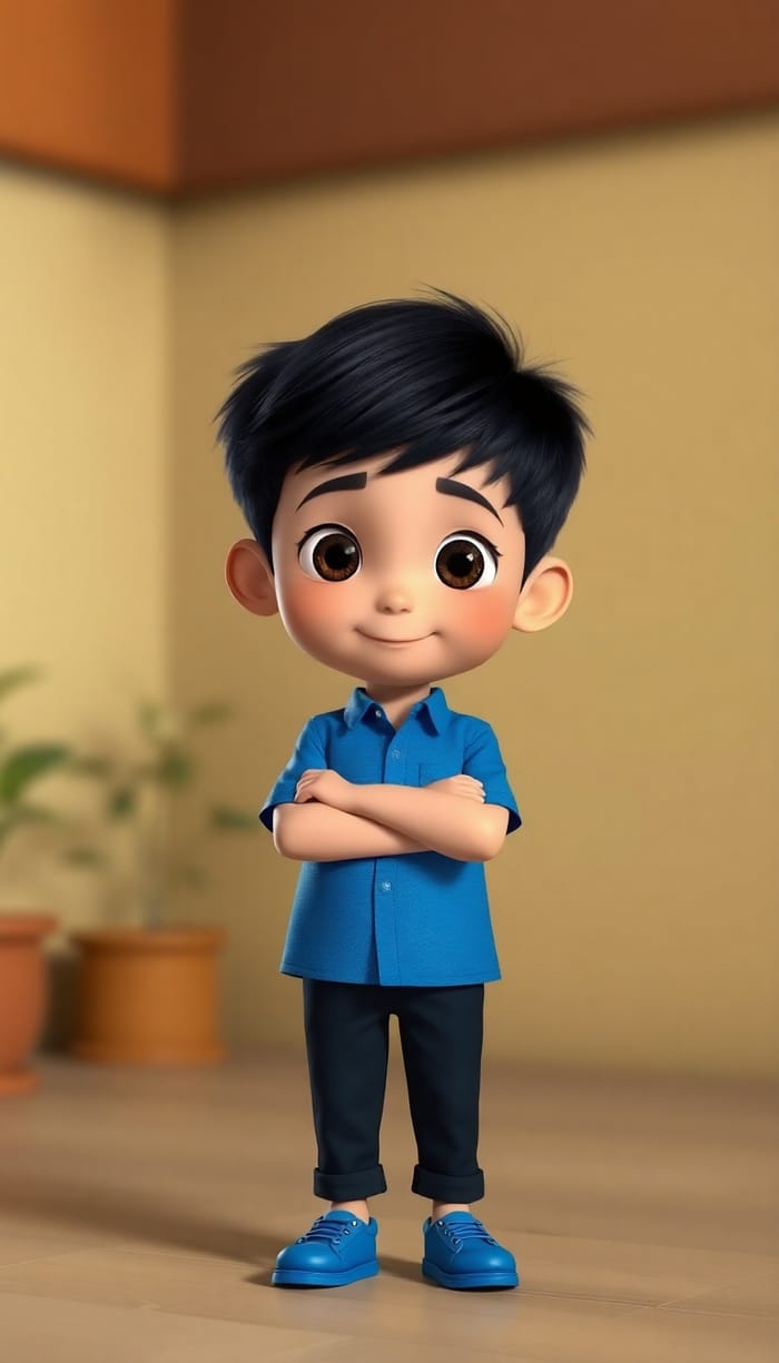 10-Year-Old Malay Boy in Pixar Style Art