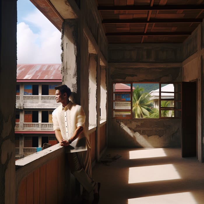 Filipino Teacher in Unpainted Second Floor Building | Philippines Scene