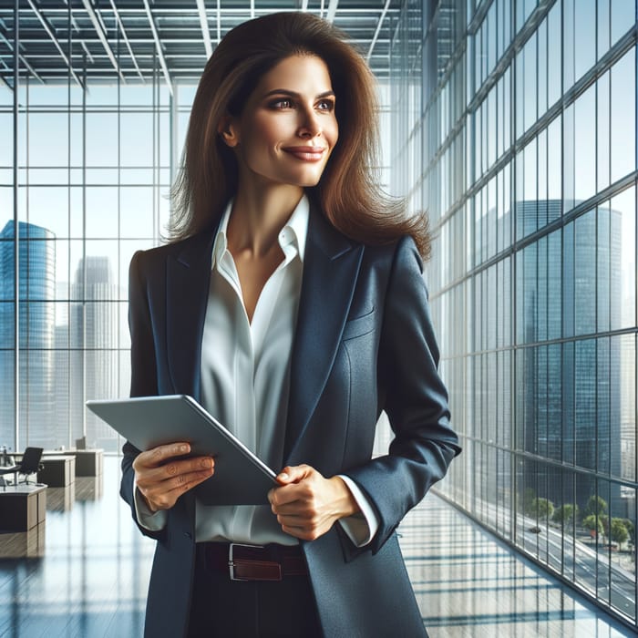 Successful Woman in Stylish Business Suit | City Skyline View