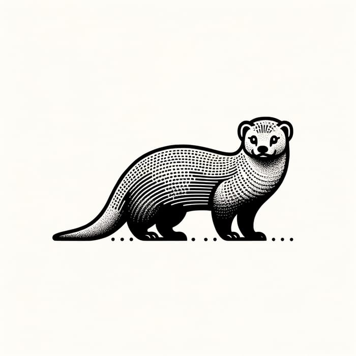 Minimalist Mongoose Sketch in Black and White