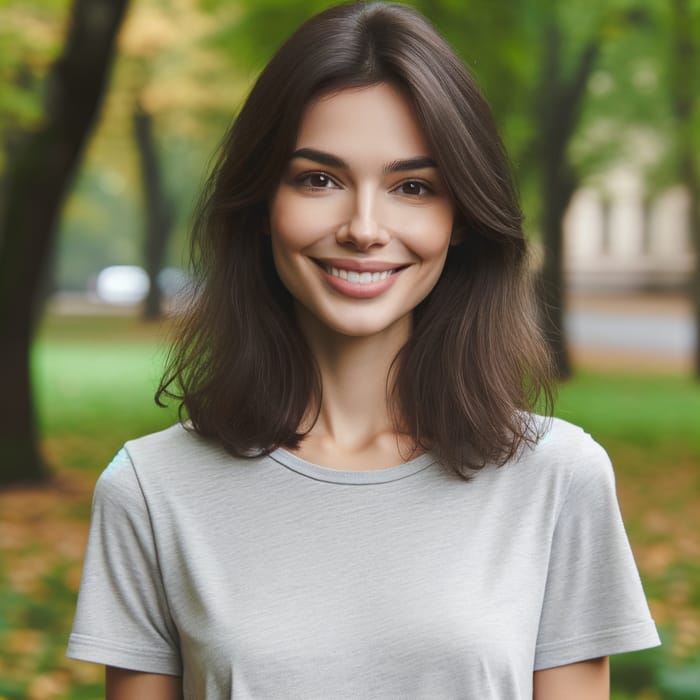 Beautiful Young Woman Enjoying Nature in Autumn Park