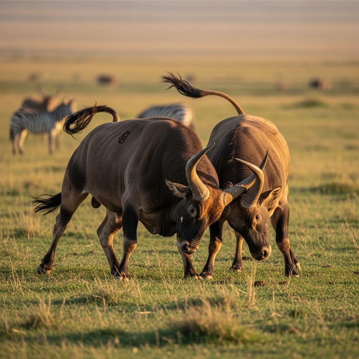 African Bulls Fighting and Farming: A Unique View