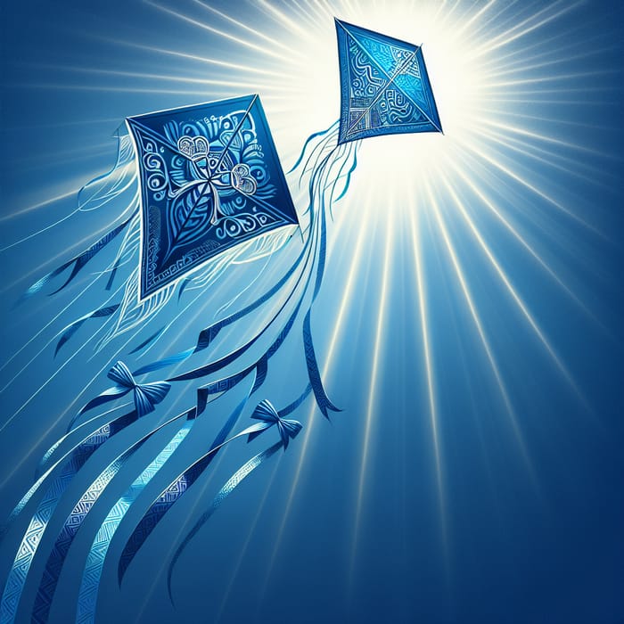 Stunning Blue Kite Design Soaring in Blue Sky