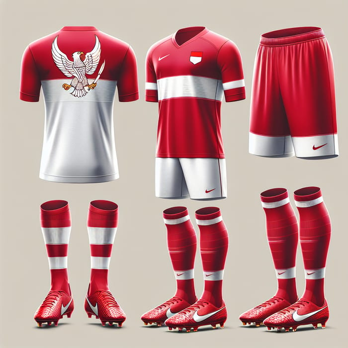 Indonesia National Soccer Uniform | Red & White Eagle Design