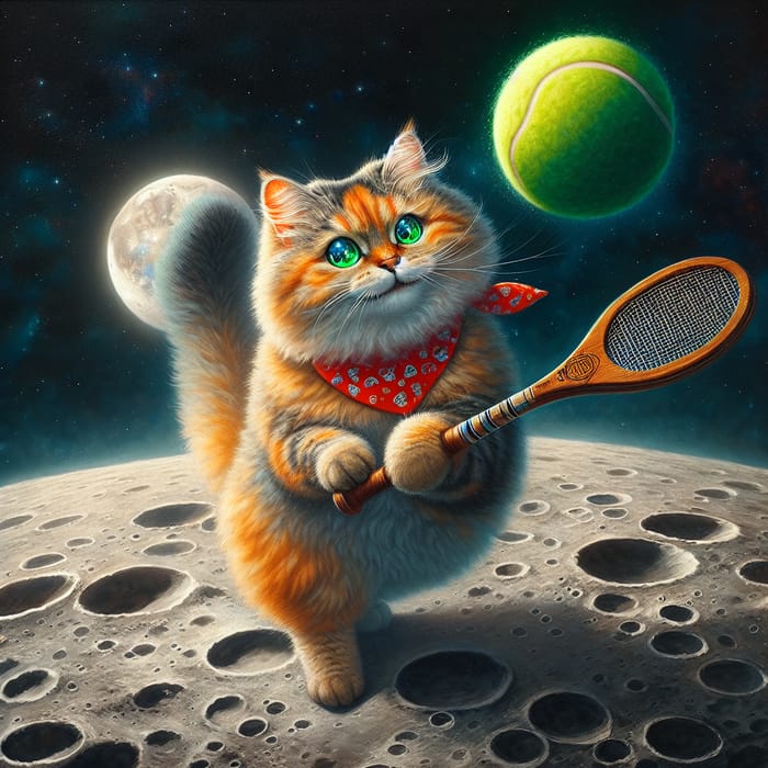 Cat on Moon Playing Tennis: A Whimsical Adventure