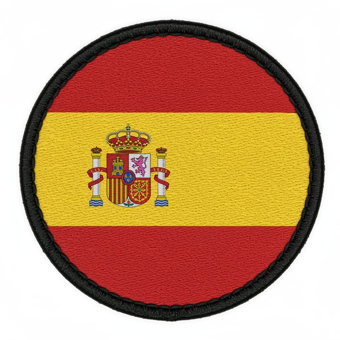 Round Military Patch with Spanish Flag Design