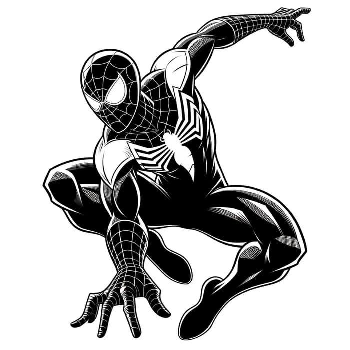 Black and White Spiderman Coloring Page