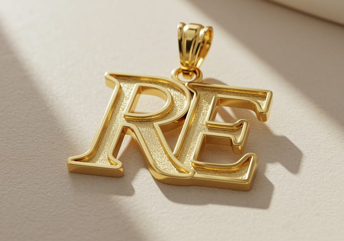 Elegant R & E Gold Pendant