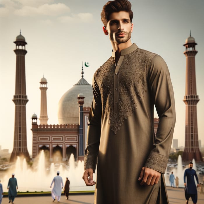 Pakistani Man in Traditional Clothing at Iconic Pakistani Landmarks Pakistani Man in Traditional Clothing at Iconic Pakistani Landmarks