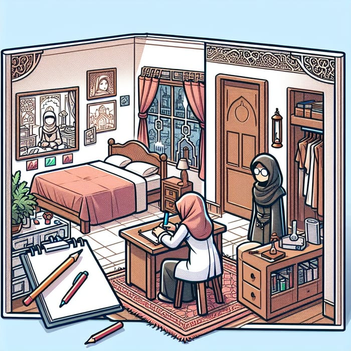 Meriem's 2D Bedroom: Bed, Desk, Wardrobe & World-Saving Chemist