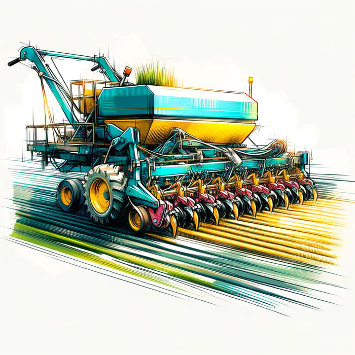 Efficient Rice Planting Machine - High-Resolution Digital Artwork