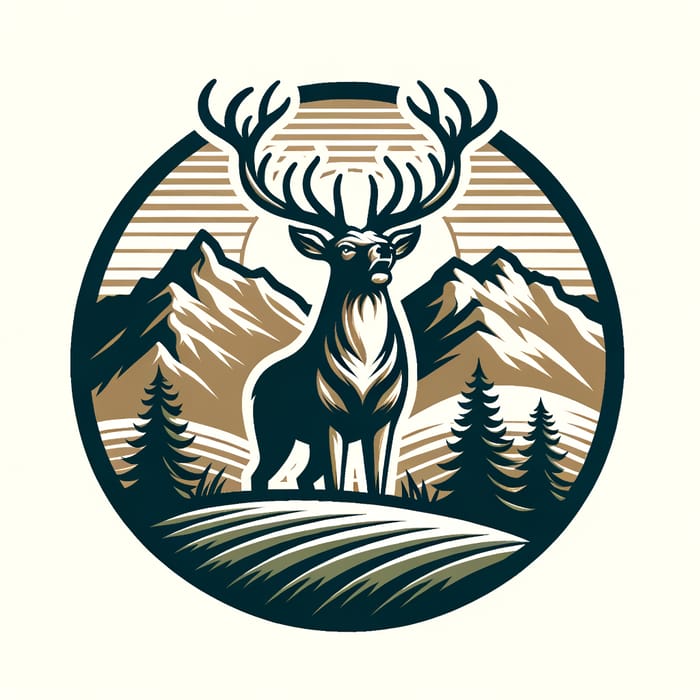 Roaring Deer Logo and Majestic Mountain Range