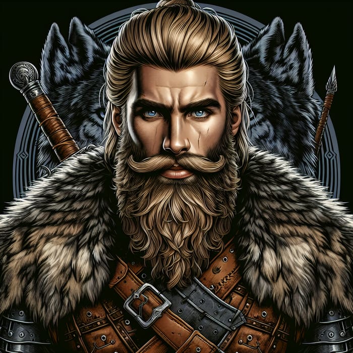 Bearded Viking Hunter in Wolf Hide Armor - Grimdark Dungeons & Dragons