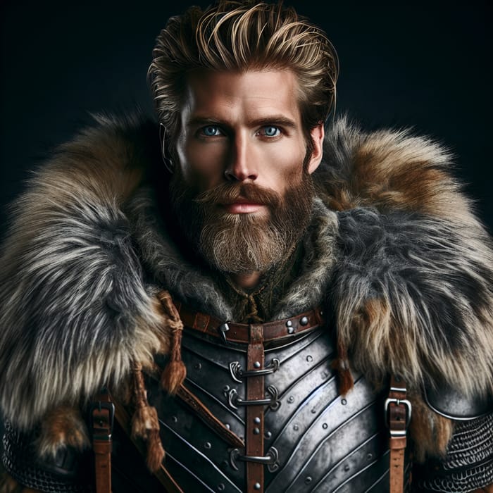 Bearded Male Viking Hunter in Wolf Hide Armor | Dungeons and Dragons Style