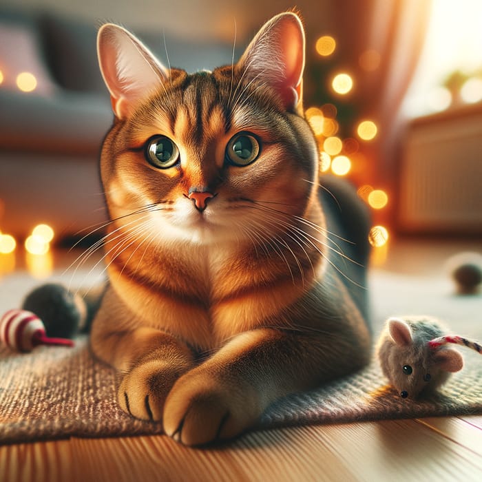 Majestic Domestic Short-Haired Cat in a Cozy Home Setting