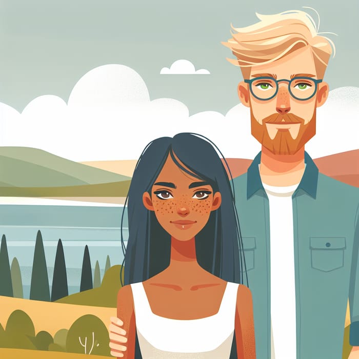 Couple in Love: A Beautiful Landscape Scene