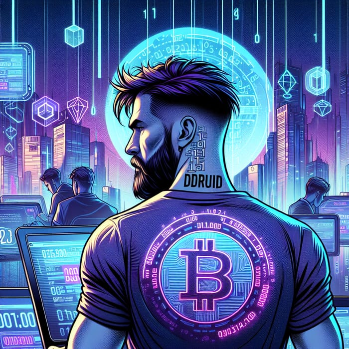 Cyberpunk Guy with Beard in Crypto World | DDRU1D Code