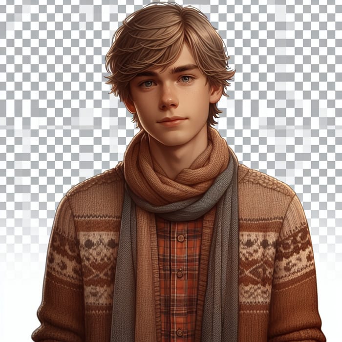 Caucasian Teenager in Cozy Autumn Attire | HD Quality