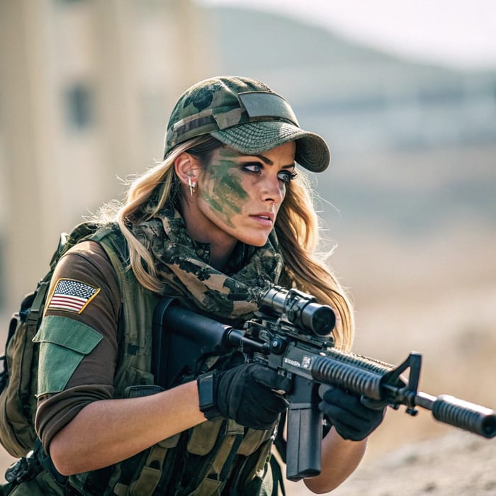 Special Ops Military Woman in Camo Gear