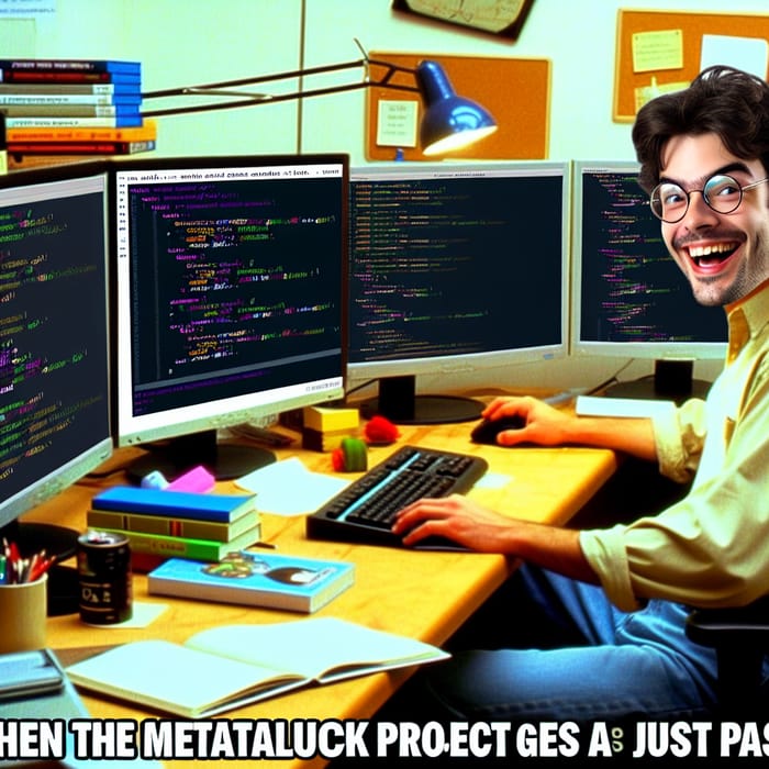 Uncommon Meme: MetaLuck Project Featuring a Happy Software Engineer