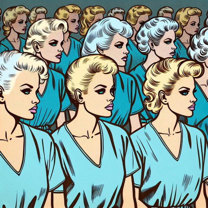 1950 Women's Prison Blonde Women in Blue Dresses