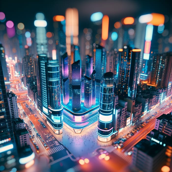 Futuristic Cyberpunk Cityscape Miniature Night View