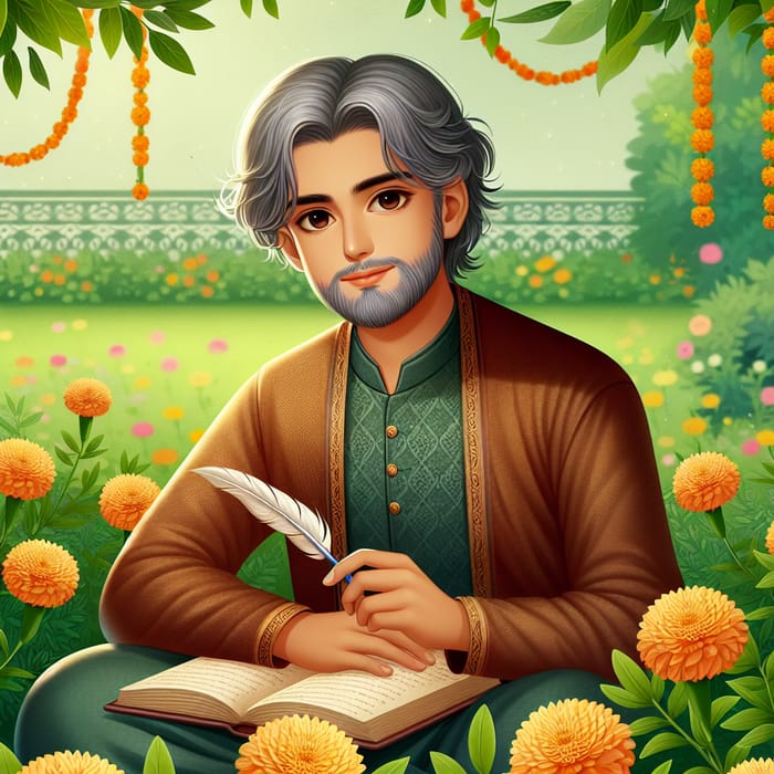 Bhavani Prasad Mishra - Serene Fictional Poet in Traditional Attire