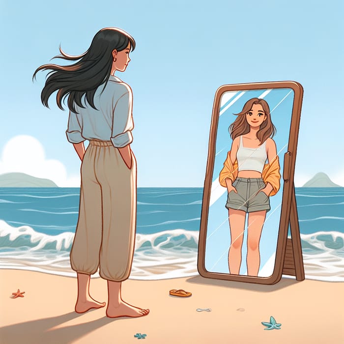 Summer Transformation: Personal Growth Inspiring Beach Illustration