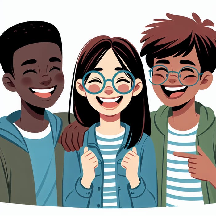 Fun Trio Friendship: Two Boys and a Girl with Glasses