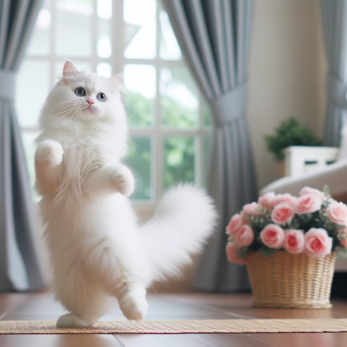 White Cat Dancing - Graceful Feline Dances