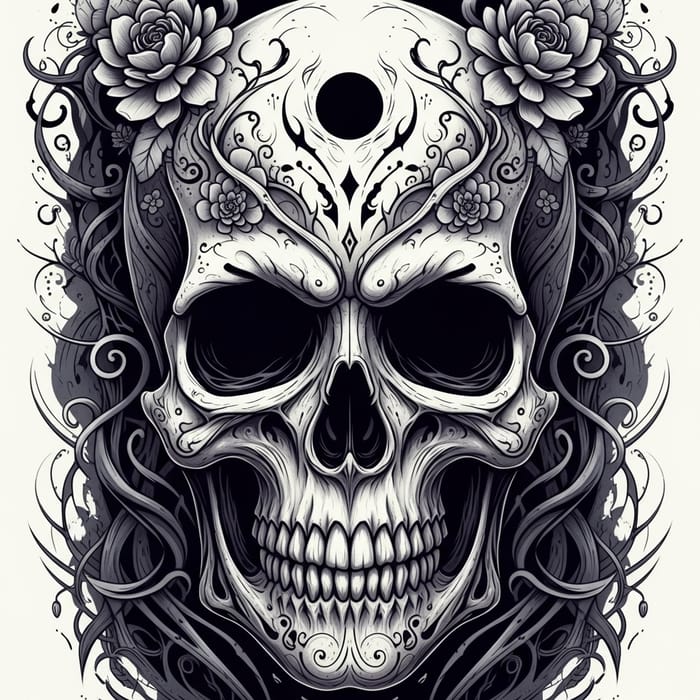 Gothic Witchy Skull Coloring Pages