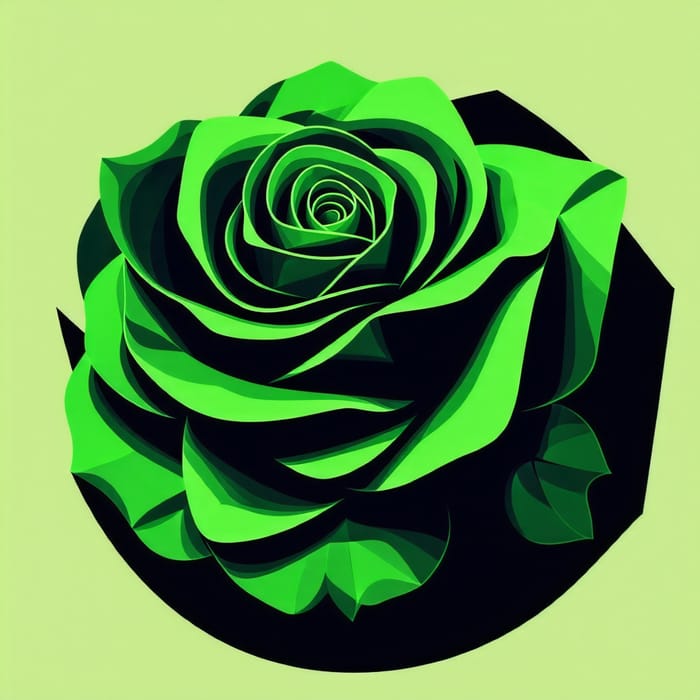 Rose Logo Design: Green and Black Profile Rose