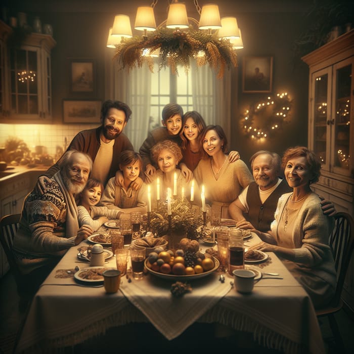 Cozy Family Gathering Around Adorned Kitchen Table