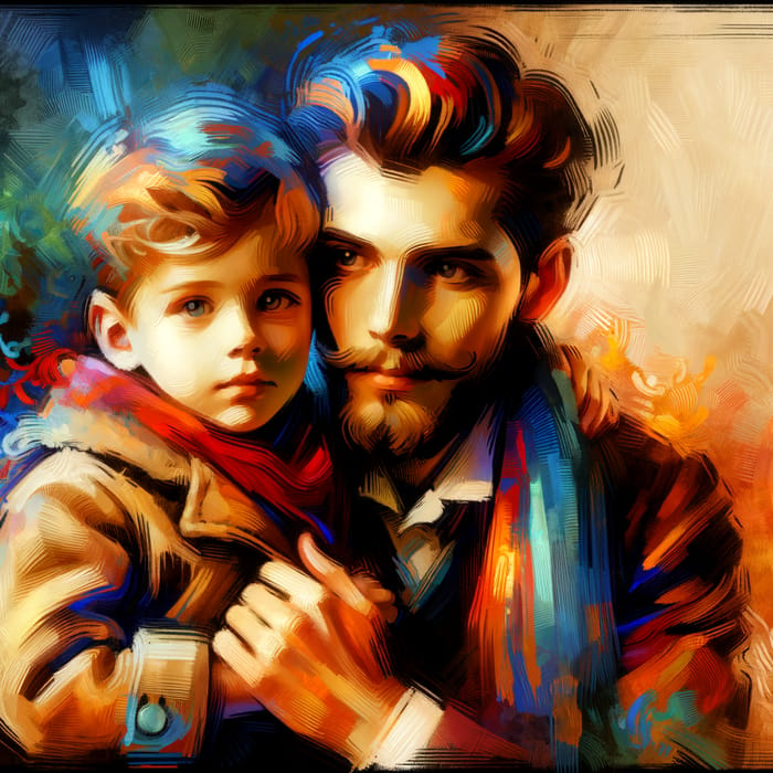 Heartwarming Father and Child Portrait Art