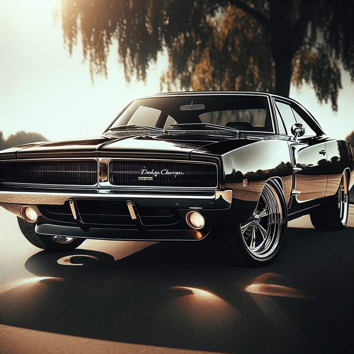 Sleek Black Dodge Charger: Iconic American Muscle Car