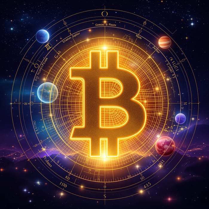 Cosmic Bitcoin: A Celestial Digital Art Journey