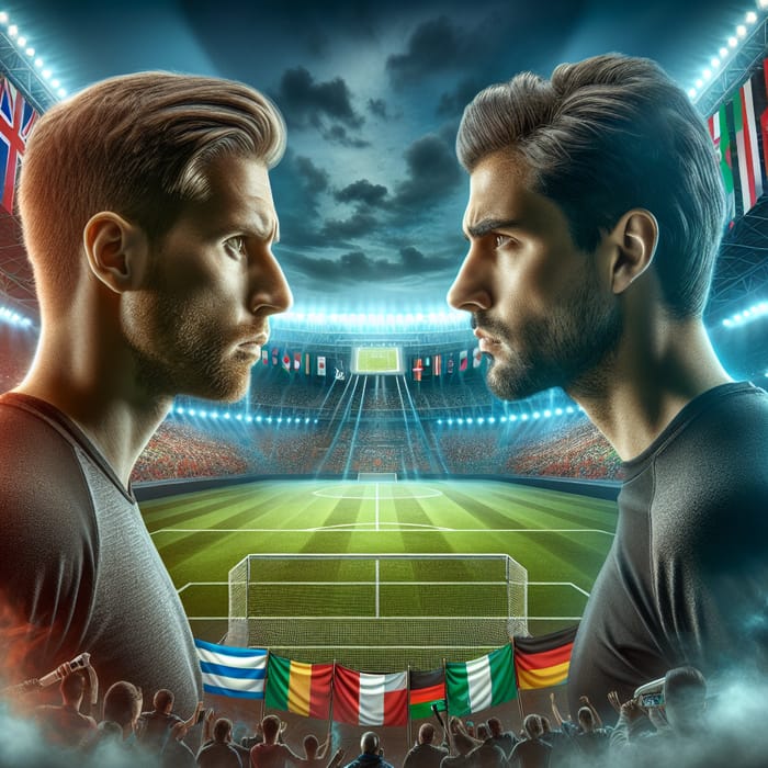 Intense Soccer Team Captains Face Off in Grand Stadium Showdown