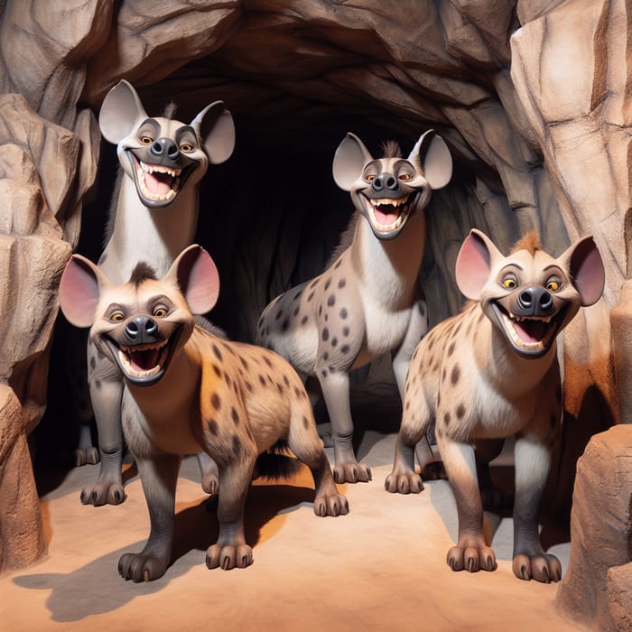 Hyenas Laughing in Cave: The Lion King Hyenas, Three Drawn