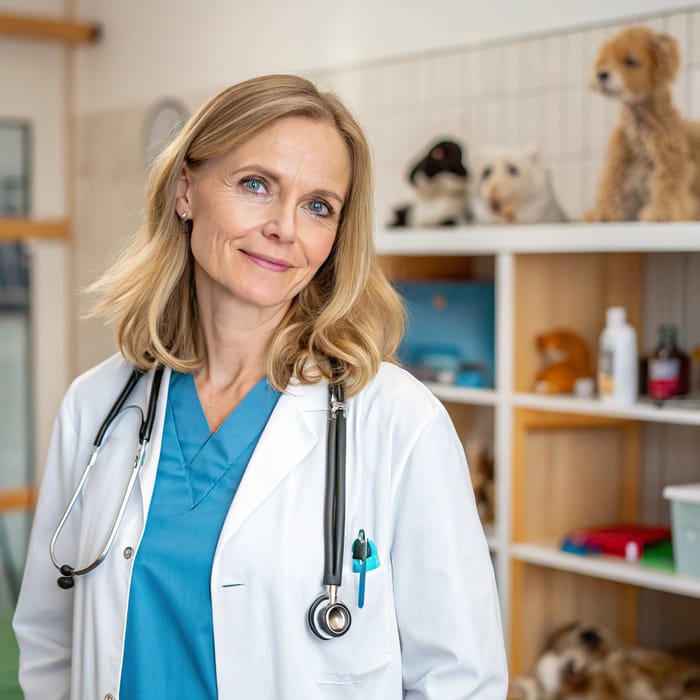 40-Year-Old Female Veterinarian with Blonde Hair